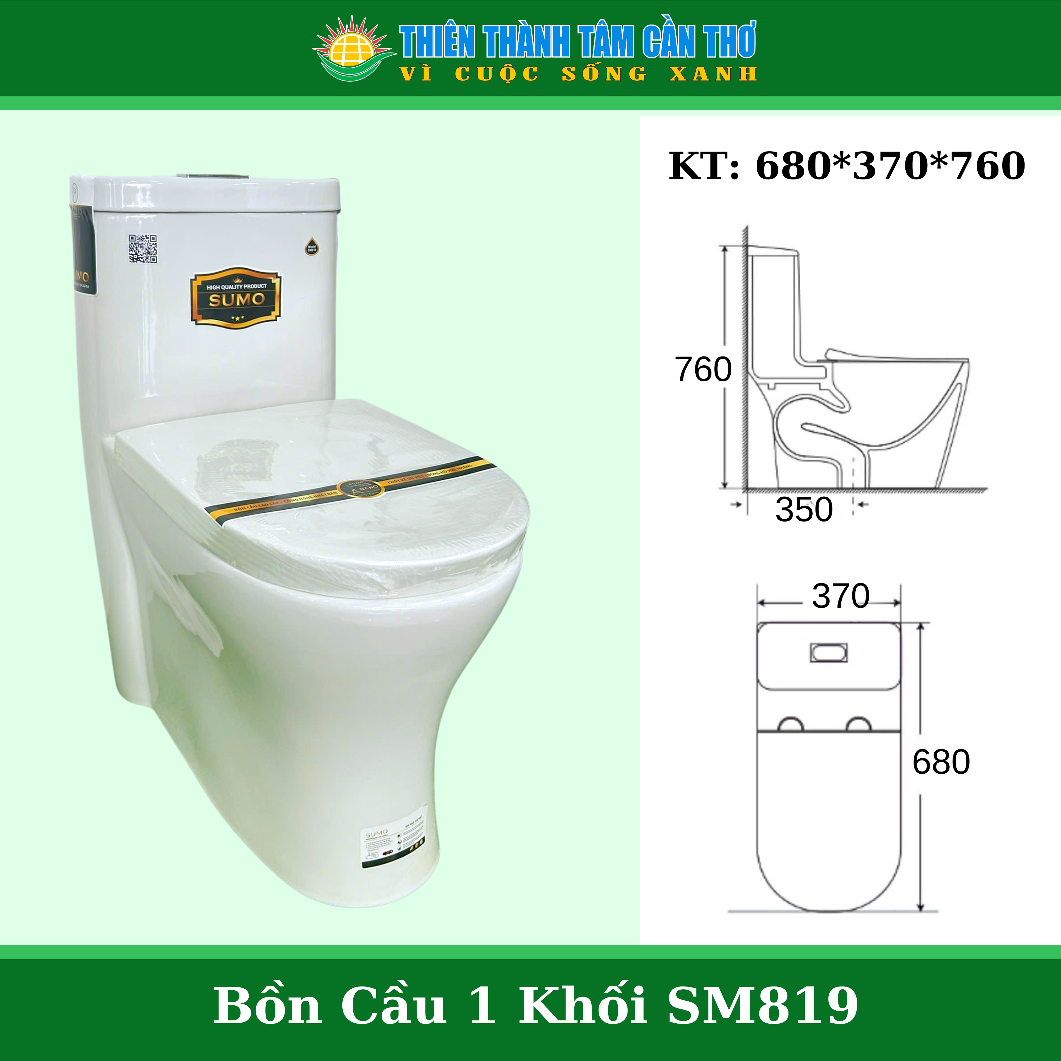Bàn cầu 1 khối Sumo SM819